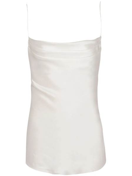  Balmain Draped Satin Top - White 