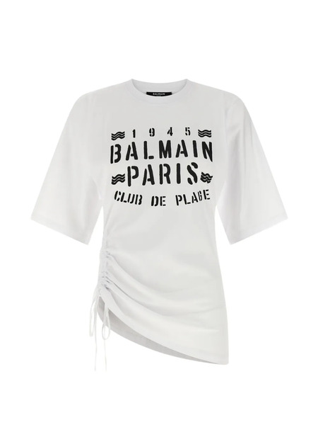  Balmain Drawstring Print-detail T-shirt - White 