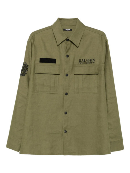  Balmain Embroidered-patch Pocket Shirt - Green 