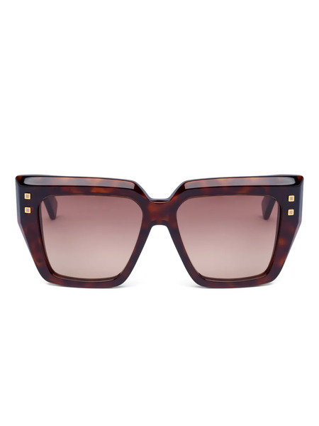  Balmain Eyewear Studded Geometric-frame Sunglasses - Brown 