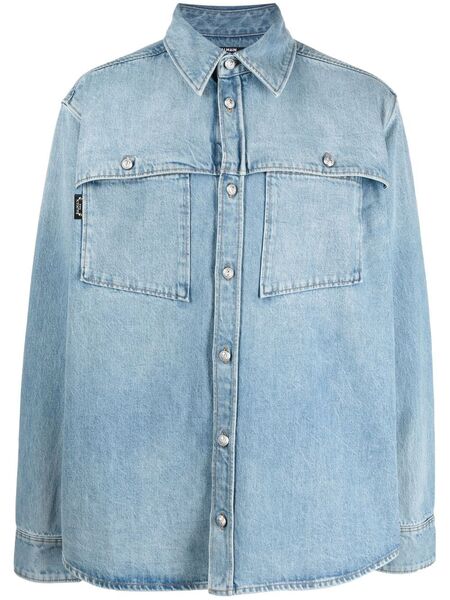  Balmain Faded Denim Shirt-jacket - Blue 