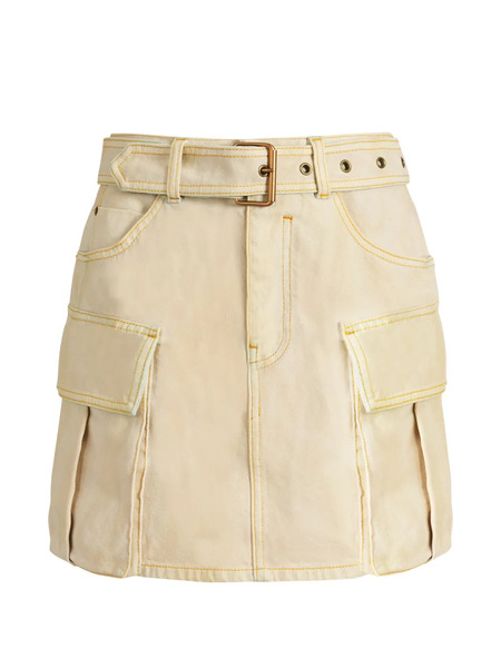  Balmain Faded Denim Skirt - Neutrals 