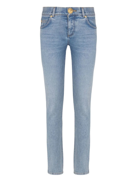  Balmain Faded-wash Button-embellished Jeans - Blue 