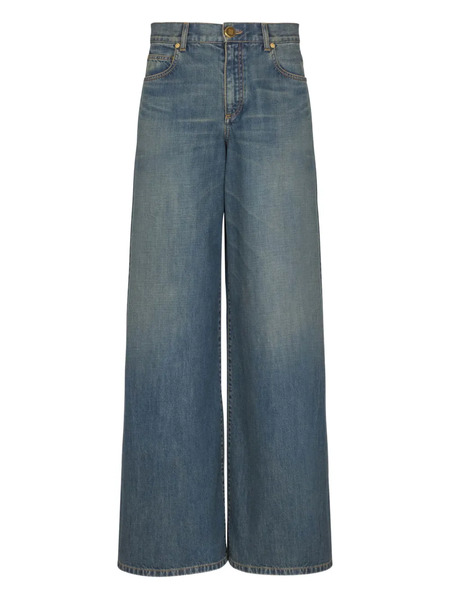  Balmain Faded Wide-leg Jeans - Blue 