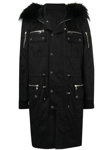  Balmain Faux-fur Trim Parka - Black 