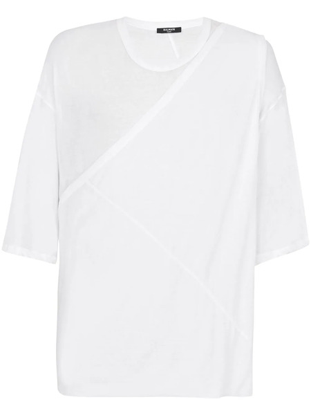  Balmain Gathered-panel Detail T-shirt - White 