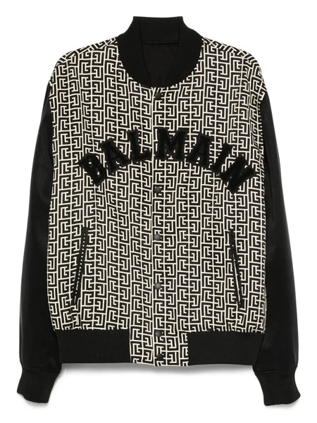  Balmain Geometric-pattern Bomber Jacket - Black 