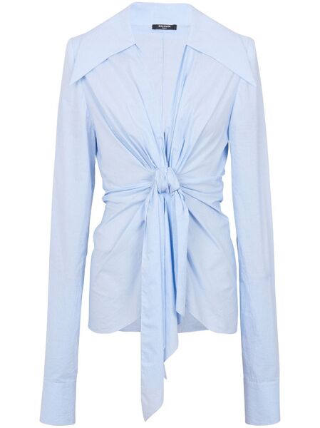  Balmain Gingham-check Pattern Cotton Shirt - Blue 