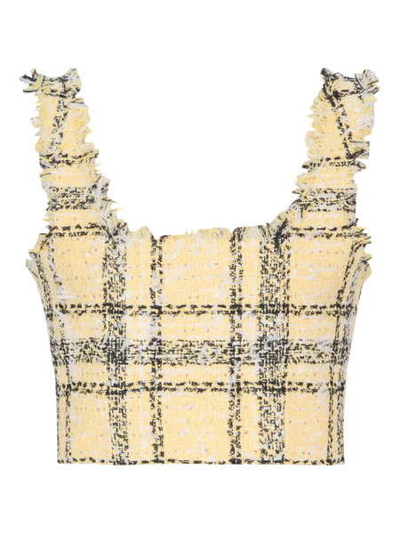  Balmain Glittered Tweed Top - Yellow 