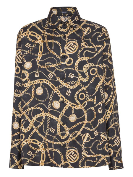  Balmain Graphic-print Shirt - Ead Black/gold 