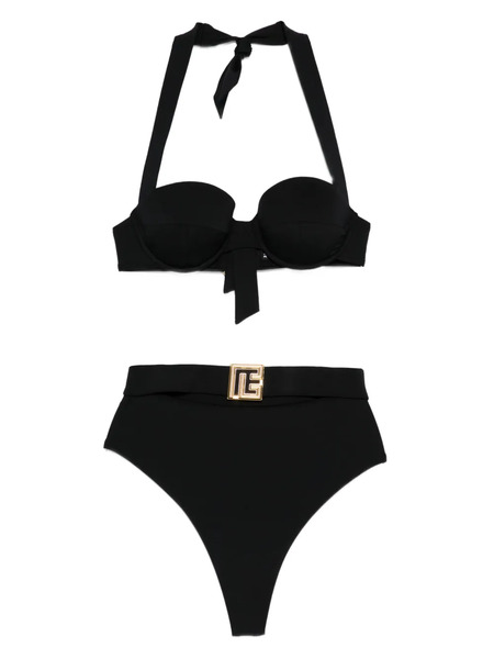  Balmain Halterneck Belted Bikini - Black 