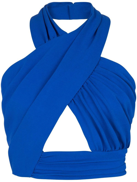  Balmain Halterneck Crossover-straps Top - Blue 