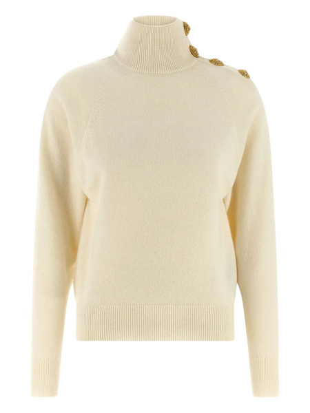  Balmain High-neck Coin-button Sweater - Neutrals 