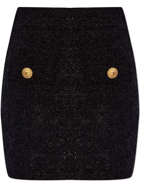  Balmain High-waisted Bouclé Miniskirt - Black 