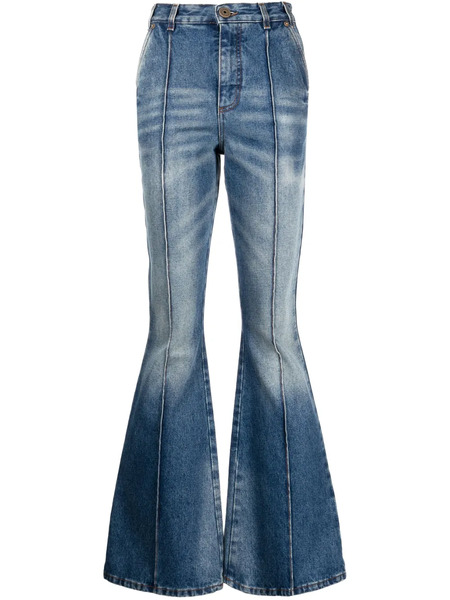  Balmain High-waisted Cotton Flared Jeans - Blue 