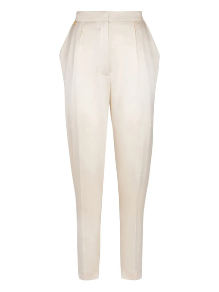  Balmain High-waisted Silk Trousers - Neutrals 
