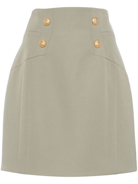  Balmain High-waisted Wool Miniskirt - Green 