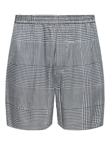  Balmain Houndstooth Elasticated Shorts - Grey 
