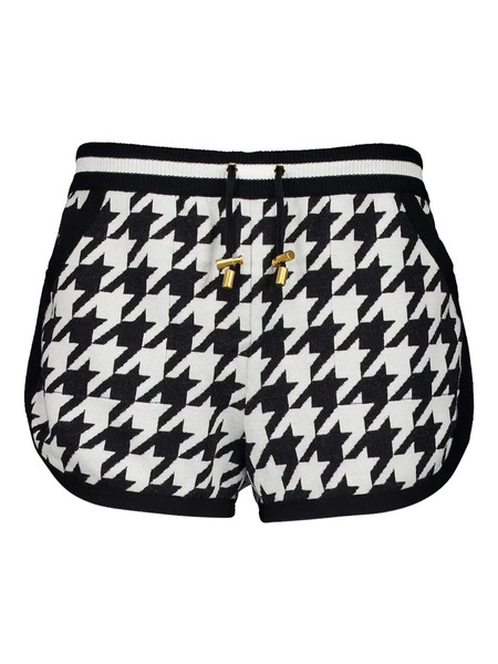  Balmain Houndstooth Knit Shorts - Black 