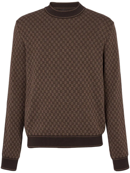  Balmain Intarsia-knit Long-sleeve Jumper - Brown 