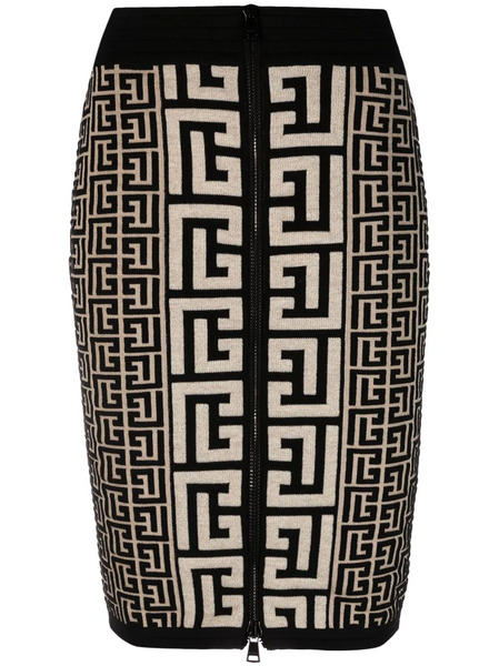  Balmain Intarsia-knit Midi Skirt - Neutrals 