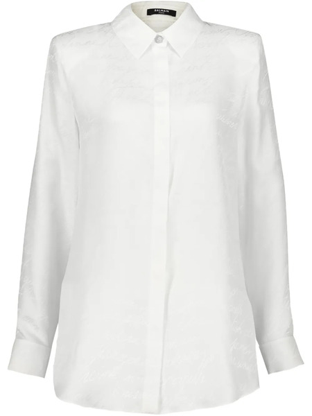  Balmain Jacquard-pattern Shirt - White 