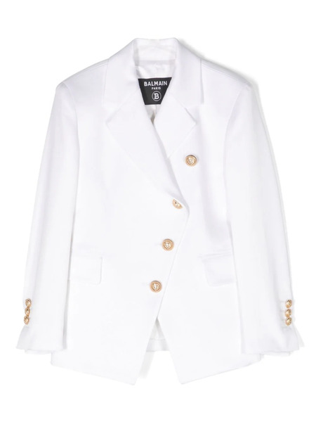  Balmain Kids Asymmetric Single-breasted Blazer - White 