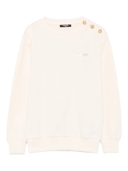  Balmain Kids Button-embellished Logo Sweatshirt - Neutrals 