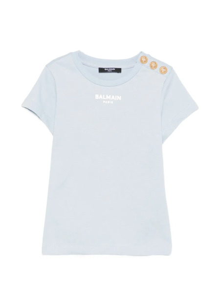  Balmain Kids Button-embellished T-shirt - Blue 