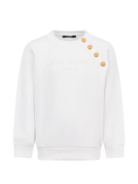  Balmain Kids Button Emblem Sweater - White 