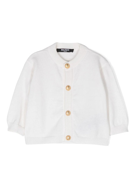  Balmain Kids Buttoned Knitted Cardigan - White 