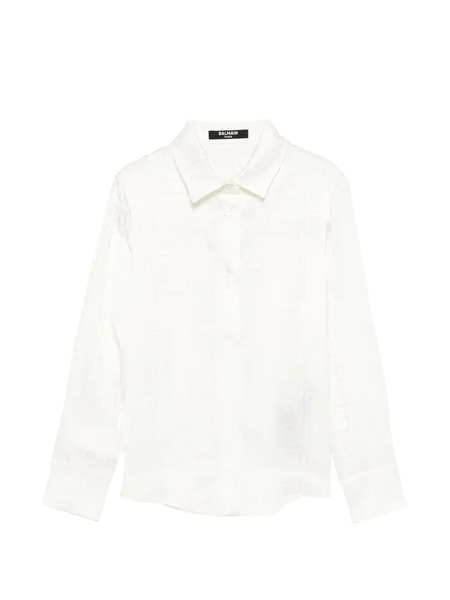  Balmain Kids Buttoned Pattern Shirt - White 