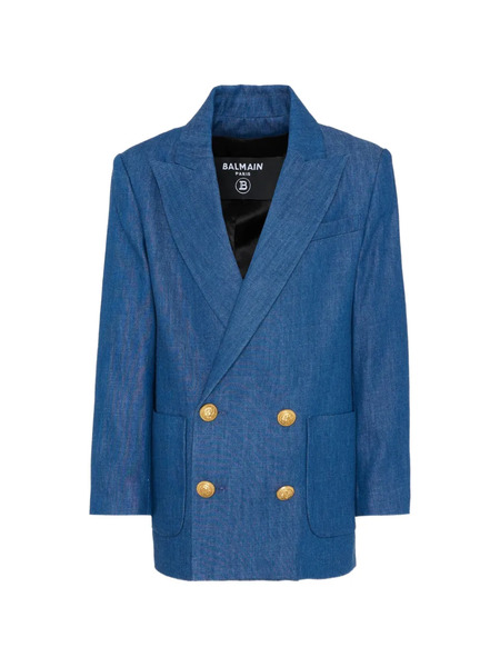  Balmain Kids Double-breasted Blazer - Blue 