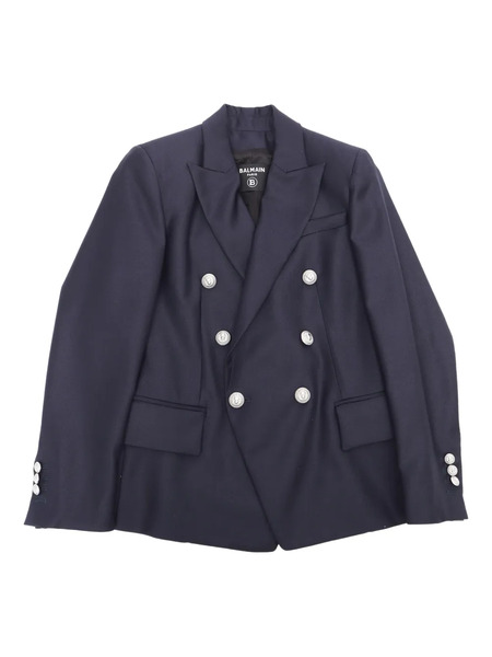  Balmain Kids Double-breasted Logo-button Jacket - Black 