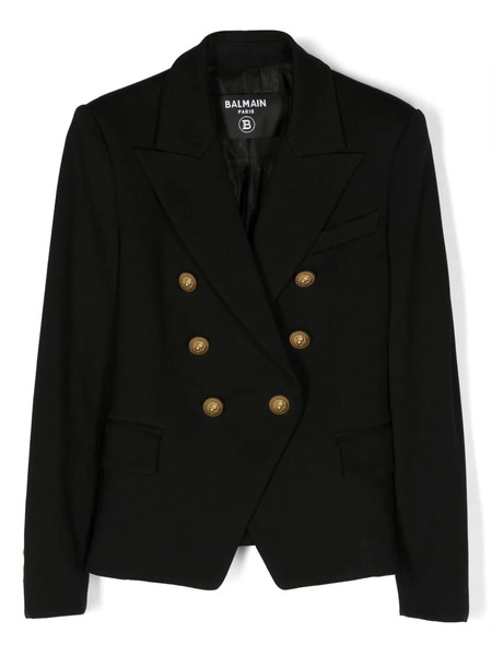  Balmain Kids Embossed-button Double-breasted Blazer - Black 