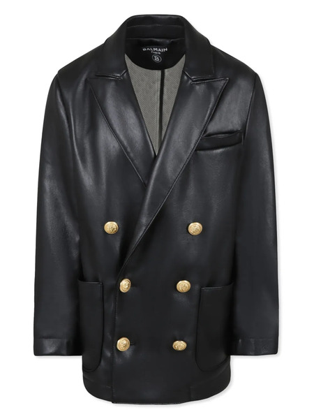  Balmain Kids Faux-leather Blazer - Black 