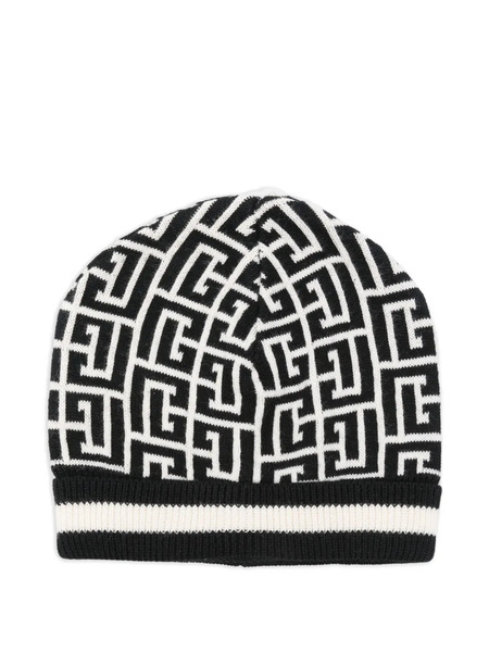  Balmain Kids Geometric-pattern Beanie - Black 
