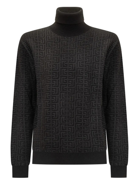  Balmain Kids Geometric-pattern Turtleneck Jumper - Black 