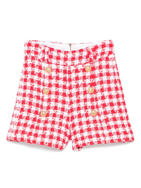  Balmain Kids Gingham-check Shorts - White 