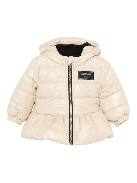  Balmain Kids Hooded Quilted Jacket - Neutrals 