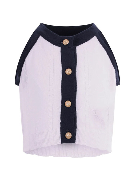  Balmain Kids Logo-button Sleeveless Top - White 