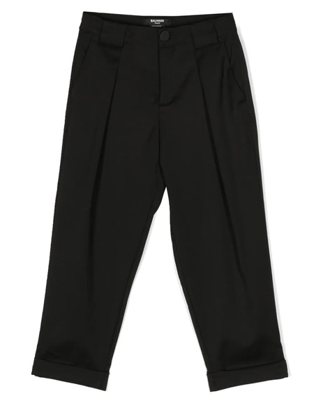  Balmain Kids Logo-patch Straight-leg Trousers - Black 