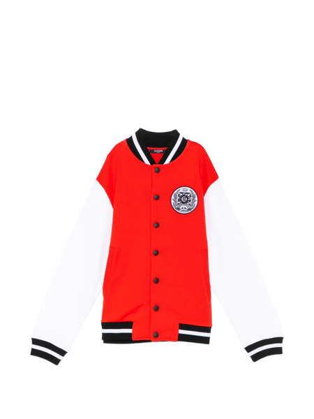  Balmain Kids Logo-patched Two-tone Jacket - Red 