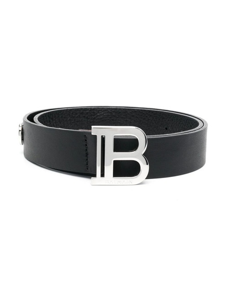  Balmain Kids Logo-plaque Leather Belt - Black 