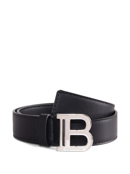  Balmain Kids Logo Plaque Leather Belt - Black 