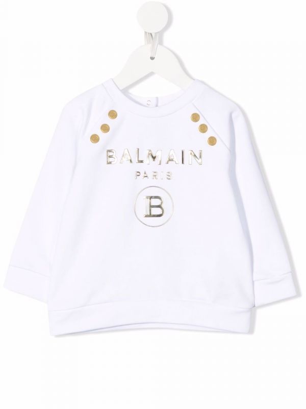  Balmain Kids Logo Print Sweatshirt - White 