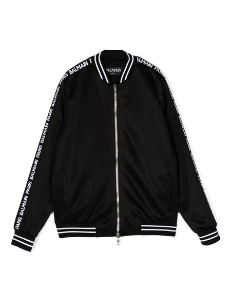  Balmain Kids Logo-tape Bomber Jacket - Black 