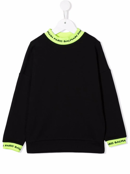  Balmain Kids Logo-trim Sweatshirt - Black 