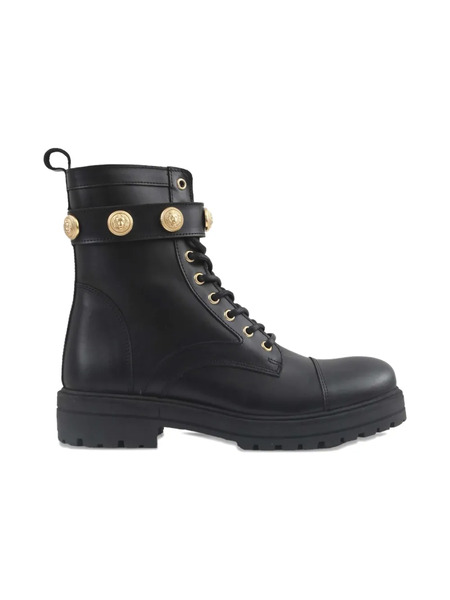  Balmain Kids Medallion Strap Boots - Black 