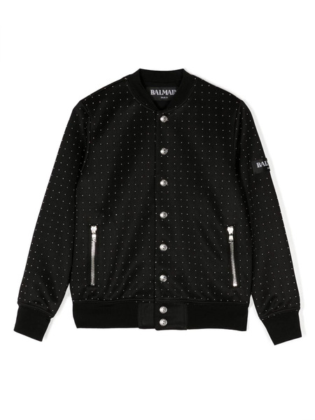 Balmain Kids Micro-dot Print Bomber Jacket - Black 